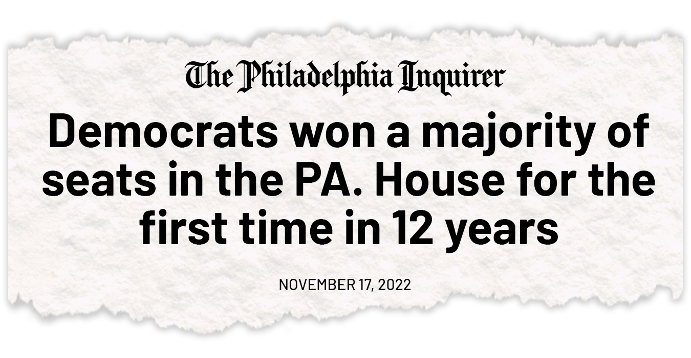 The Philadelphia Inquirer: Democrats won a majority of seats in the PA House for the first time in 12 years